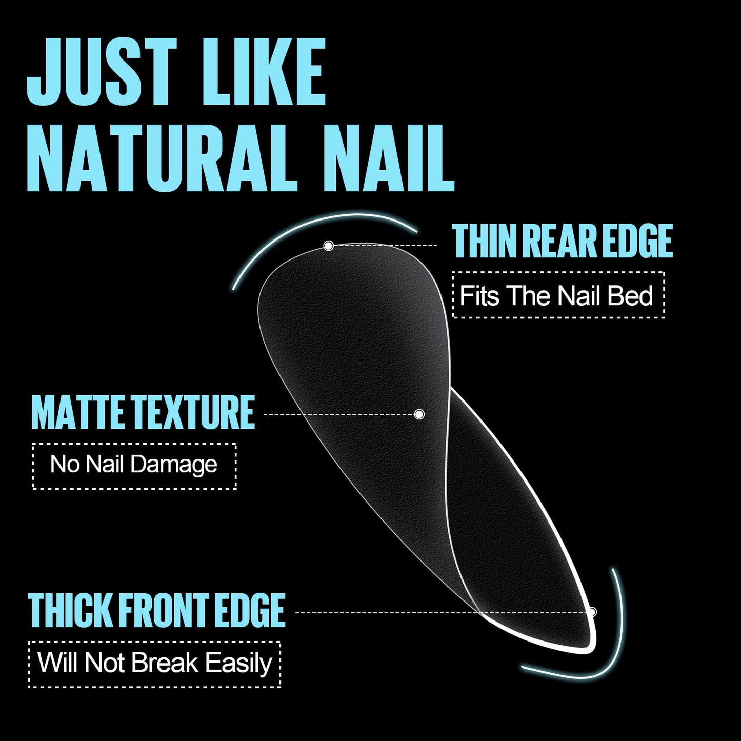 TOMICCA Medium Almond Nail Tips 15 Sizes 360pcs Full Cover Almond Fake Nails Soft Pre Shaped Gel Tips Acrylic Full Matte For Nail Extensions Home Diy Nail Salon
