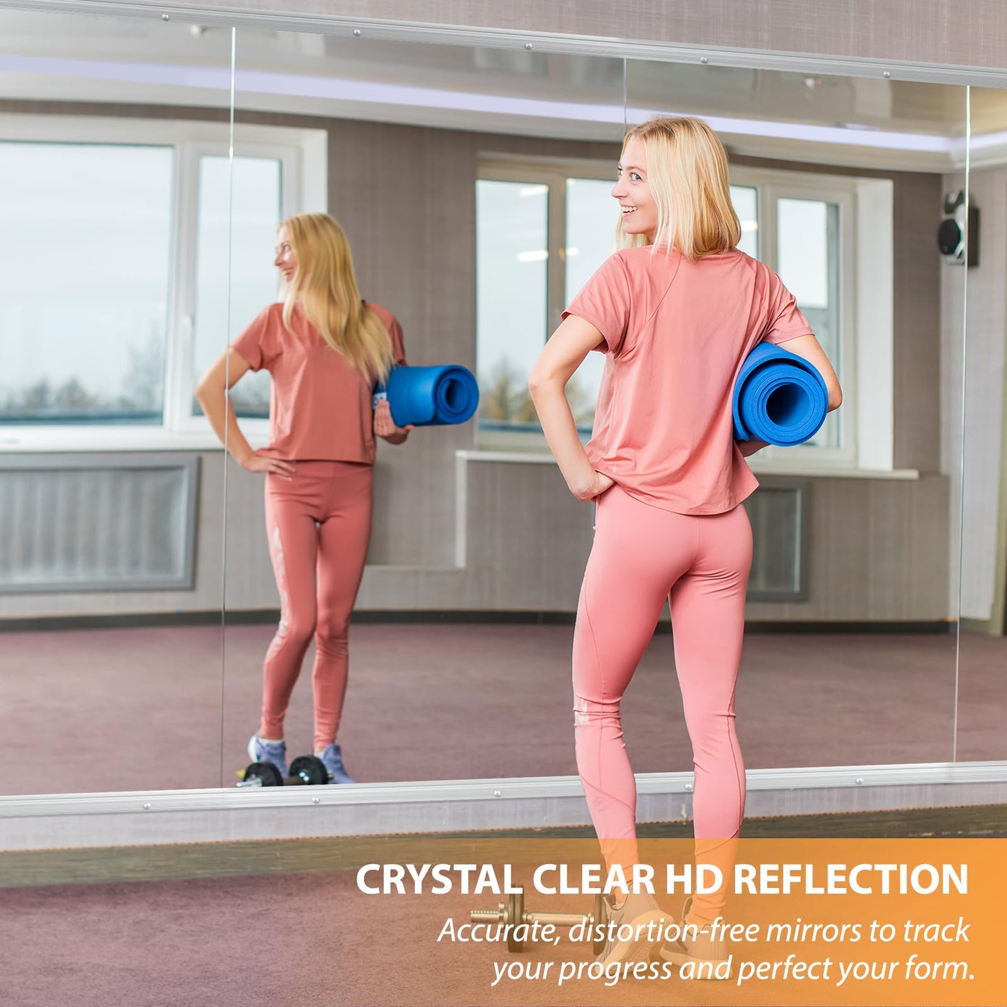 STAWDY Home Gym Mirror,48"x24"-3PCS Frameless Full Body Wall Mirror Length Tempered Glass Mirror Wall-Mounted Mirror for Gym,Yoga,Bedroom,Bathroom,Exercise Room