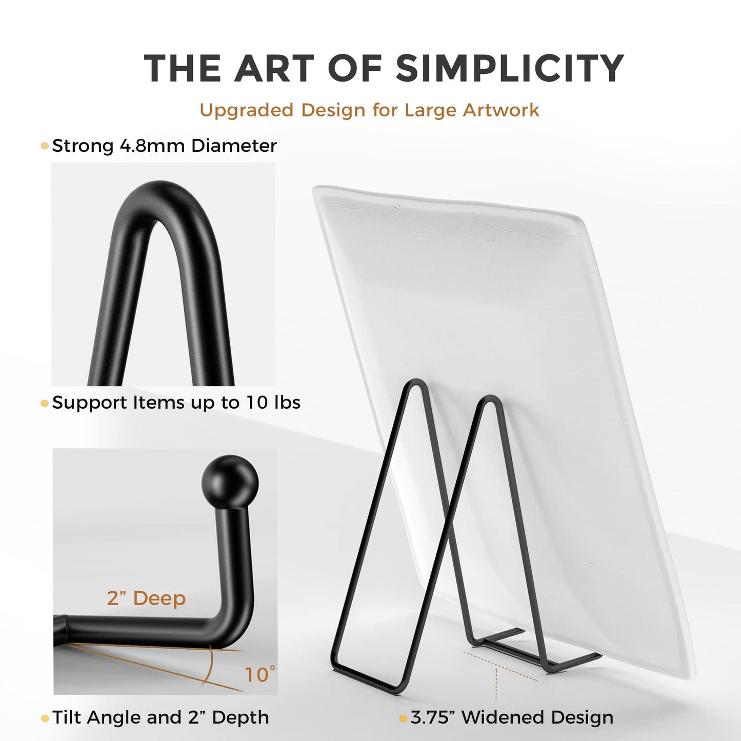 TR-LIFE 3 Pack 8 Inch Large Plate Stands for Display - Plate Holder Display Stand + Metal Frame Holder Stand for Picture, Book, Decorative Plate, Platter, Photo Easel