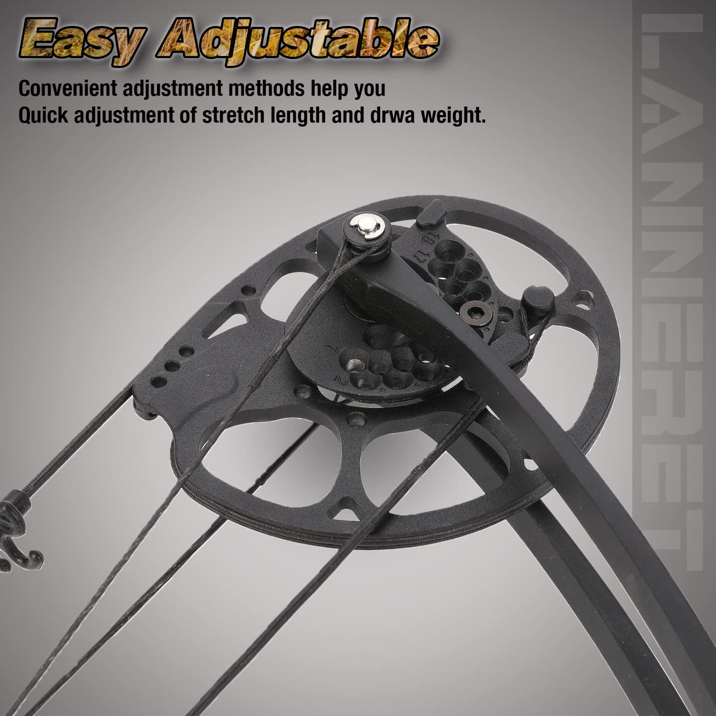 Lanneret Compound Bow and Archery Sets - Right Hand Archery Compound Bows 0-70 lbs Draw Weight Adjustable for Adults and Beginners，Hunting Bow Kit for Beginner Camouflage