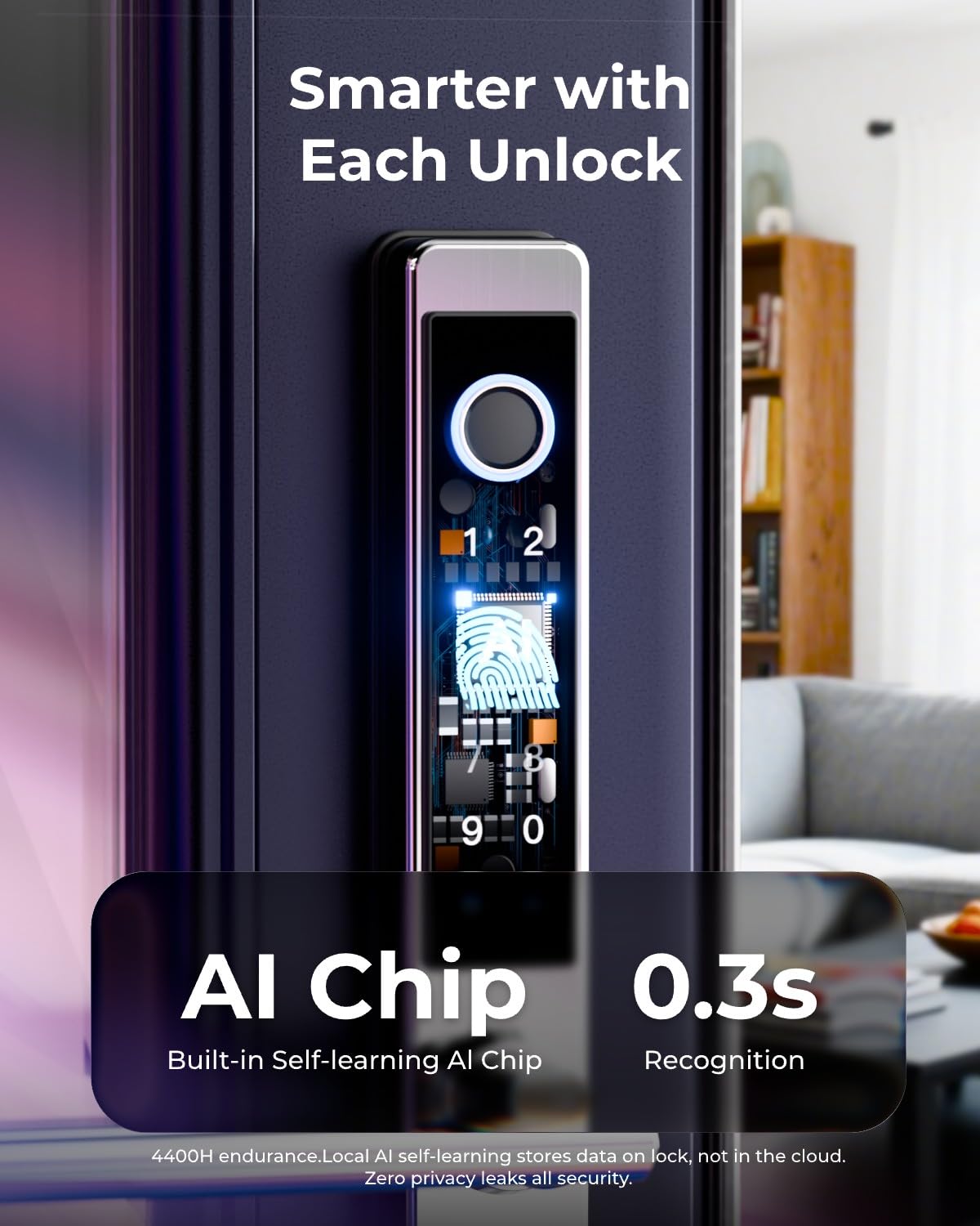 Electronic Smart Door Lock Fingerprint Door Lock with Keypad，Smart Lock for Front Door Children Proof IC Card, App Control & Mechanical Key