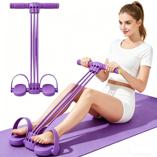 Pedal Resistance Band with Handle,6-Tube Multifunction Stretching Workout Band for Stretching Workout, Abdomen Arms Legs Training,Yoga Pedal Puller,Home Gym