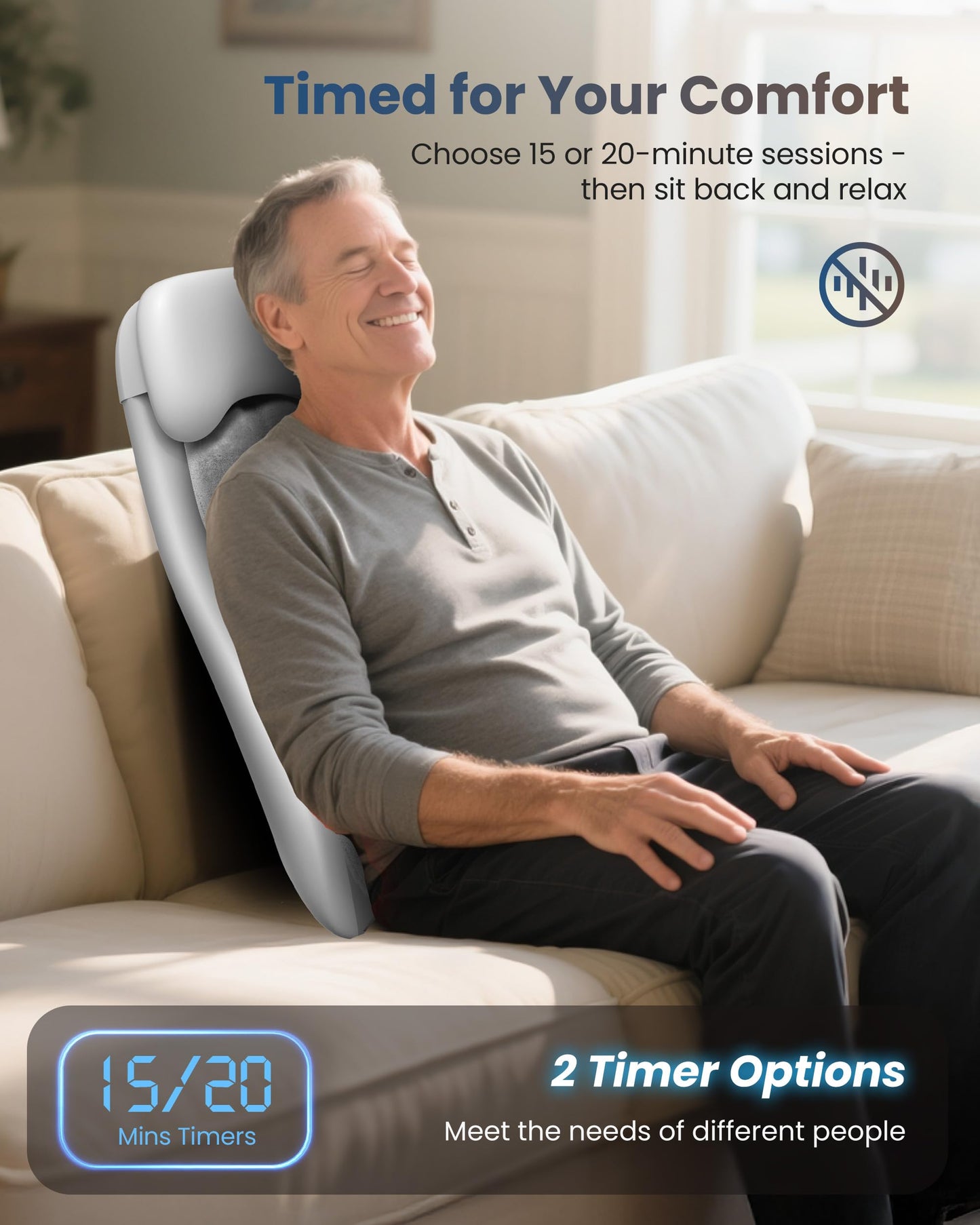 COMFIER Cordless Back Massage Chair Pad with Multi Functions, 2D/3D/Mix Shiatsu Neck and Back Massager with Heat, Chair Massager for Home Office Indoor/Outdoor Use