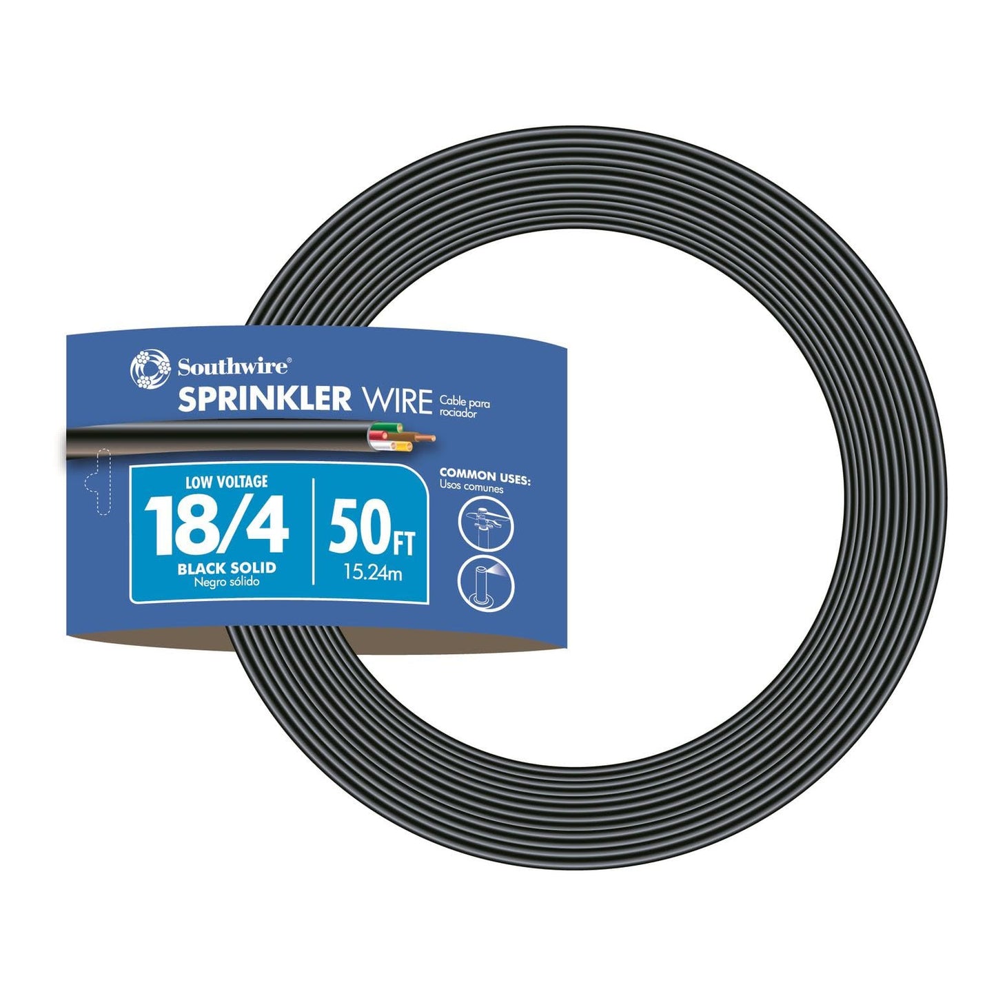 Southwire 54707 Solid Underground Sprinkler System Wire; 18-Gauge 7-Conductor 30-Volt 250-Feet