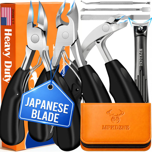 2026 Heavy Duty Toenail Clippers for Thick Nails, 7-in-1 Pedicure Kit with Catcher for Seniors & Men, Professional Wide Jaw Ingrown Toe Nail Clipper Set, Podiatrist Tool