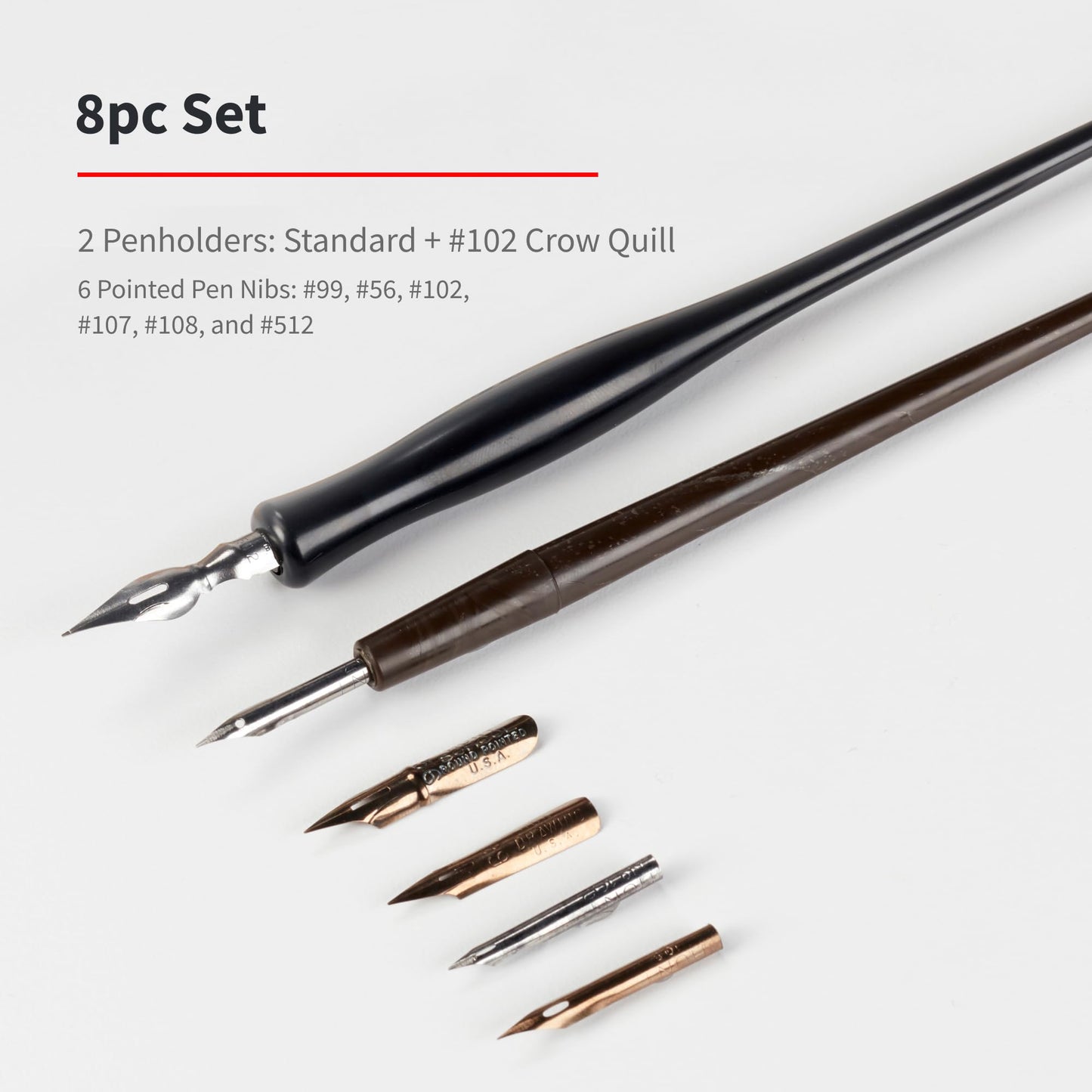 Speedball Sketching Set with Penholders and Pens, Set of 8 (SB2964), Black