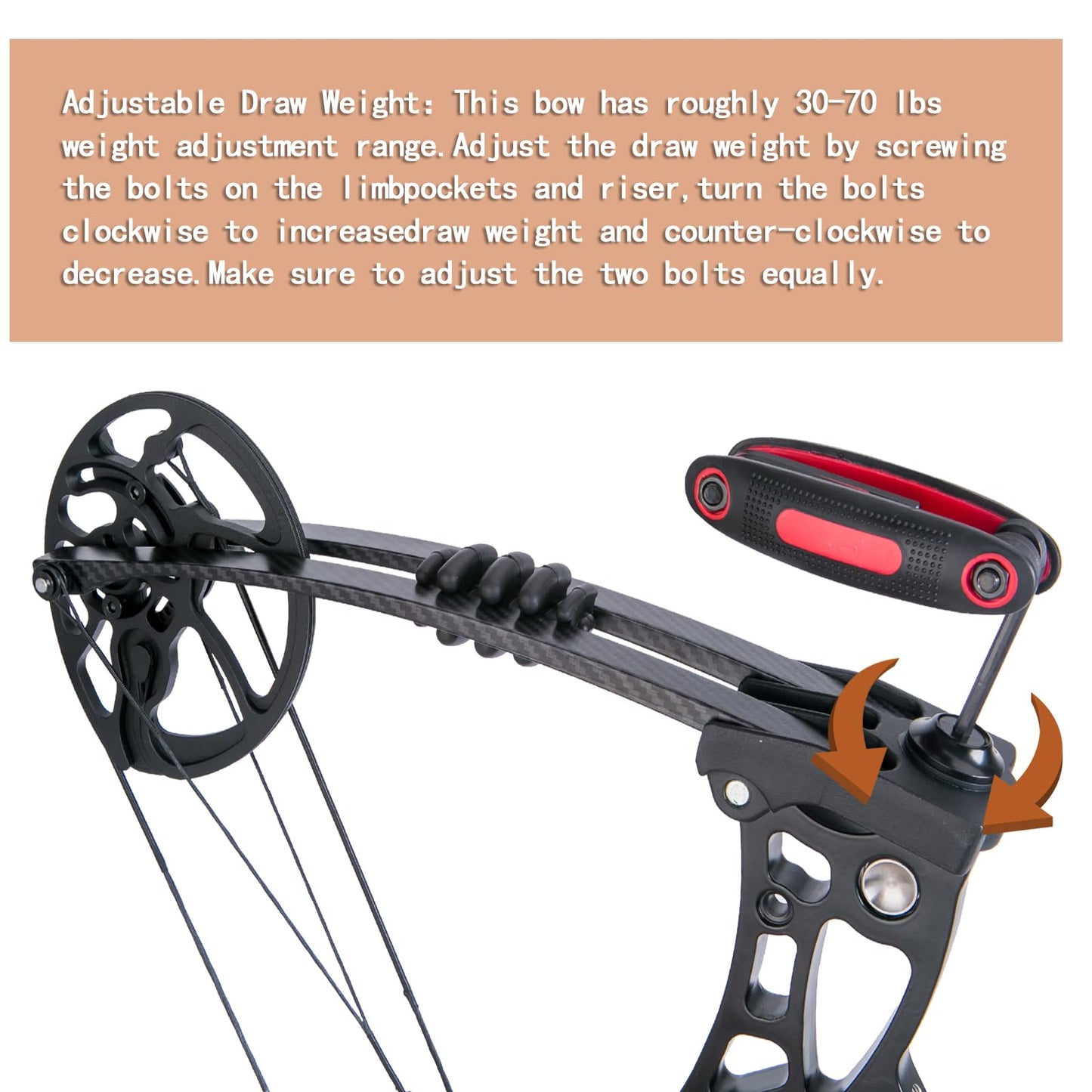 AKCHOER Compound Bow and Arrow Set, 30-70 Lbs Draw Weight, 23.5"-31" Draw Length, Right Handed Bow for Adult, 320 Fps Hunting & Target Bow with Accessories (Black-High Version)