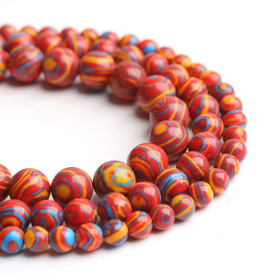 Filluck Natural Stone Beads Red Malachite 8mm Polished Round Smooth Gemstone Beads for Jewelry Making 15 Inch(Red Malachite,8mm)