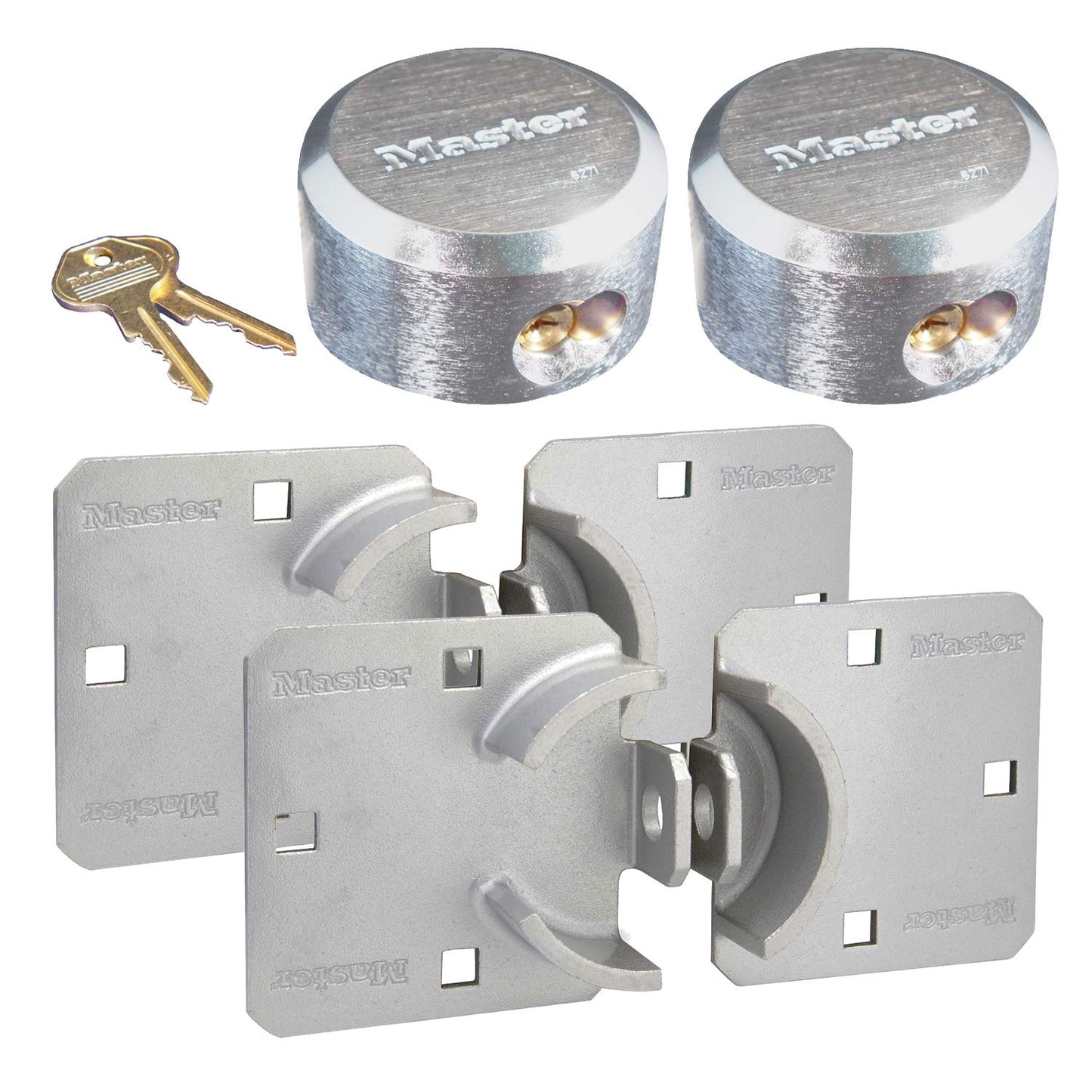 Master Lock - Hasp/Hidden Shackle Keyed Alike Padlocks w/ 4 Keys, 770-6271NKA-2 w/BumpStop Technology
