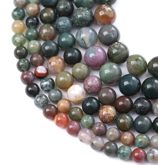45PCS 8MM Natural Colorful Indian Agate Stone Beads Round Loose Beads for welry Making DIY Bracelet Necklace Accessory 15"