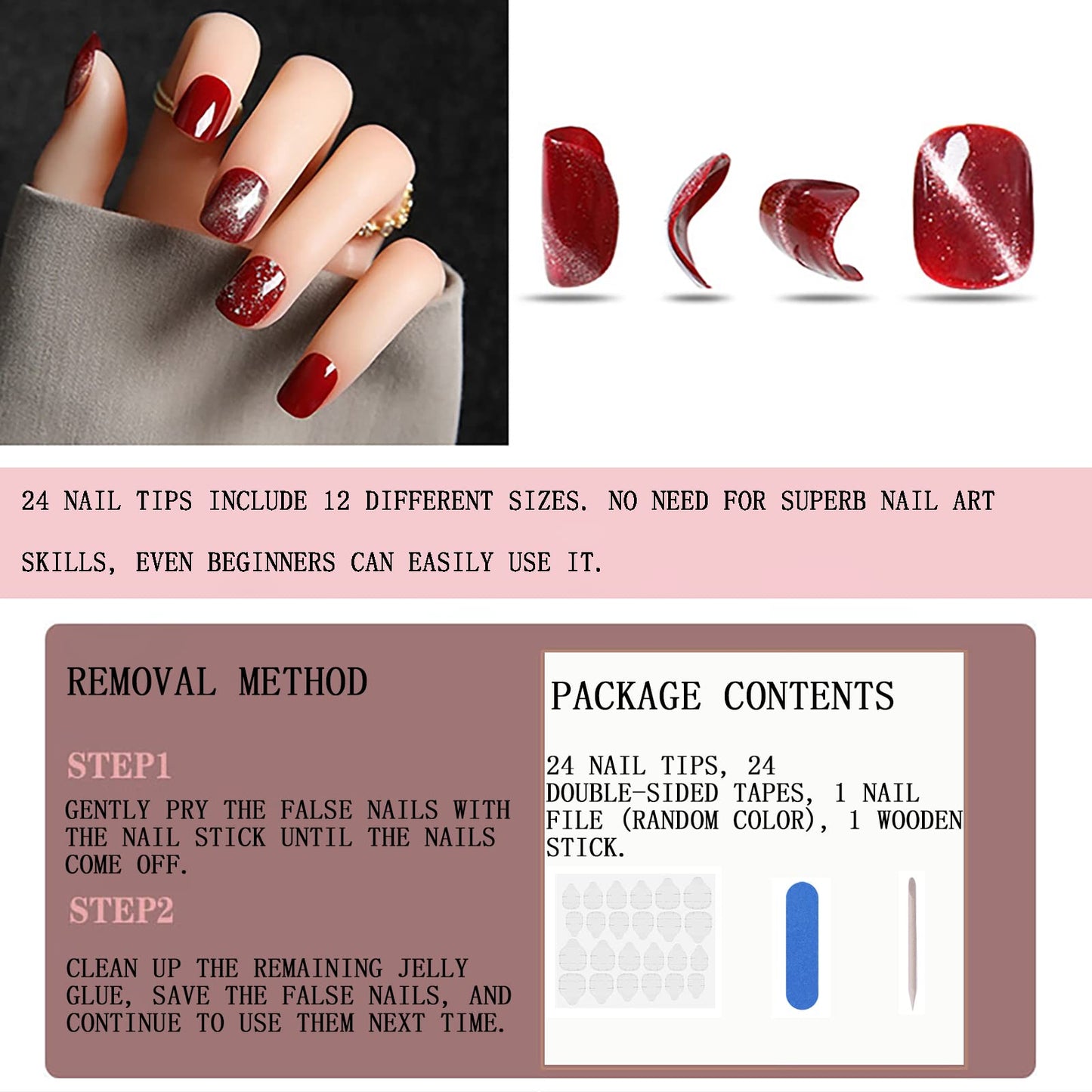 Short Almond Press on Nails With White French Tip Oval Nude Pink Fake Nails Press ons Acrylic False Nails Full Cover Artificial Stick on Nails for Women Girls 24 Pcs