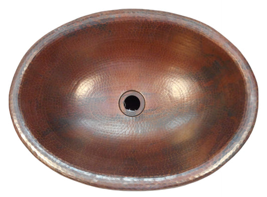 Simply Copper 19" Rustic Oval Copper Drop In Bathroom Sink in Rio Grande Patina