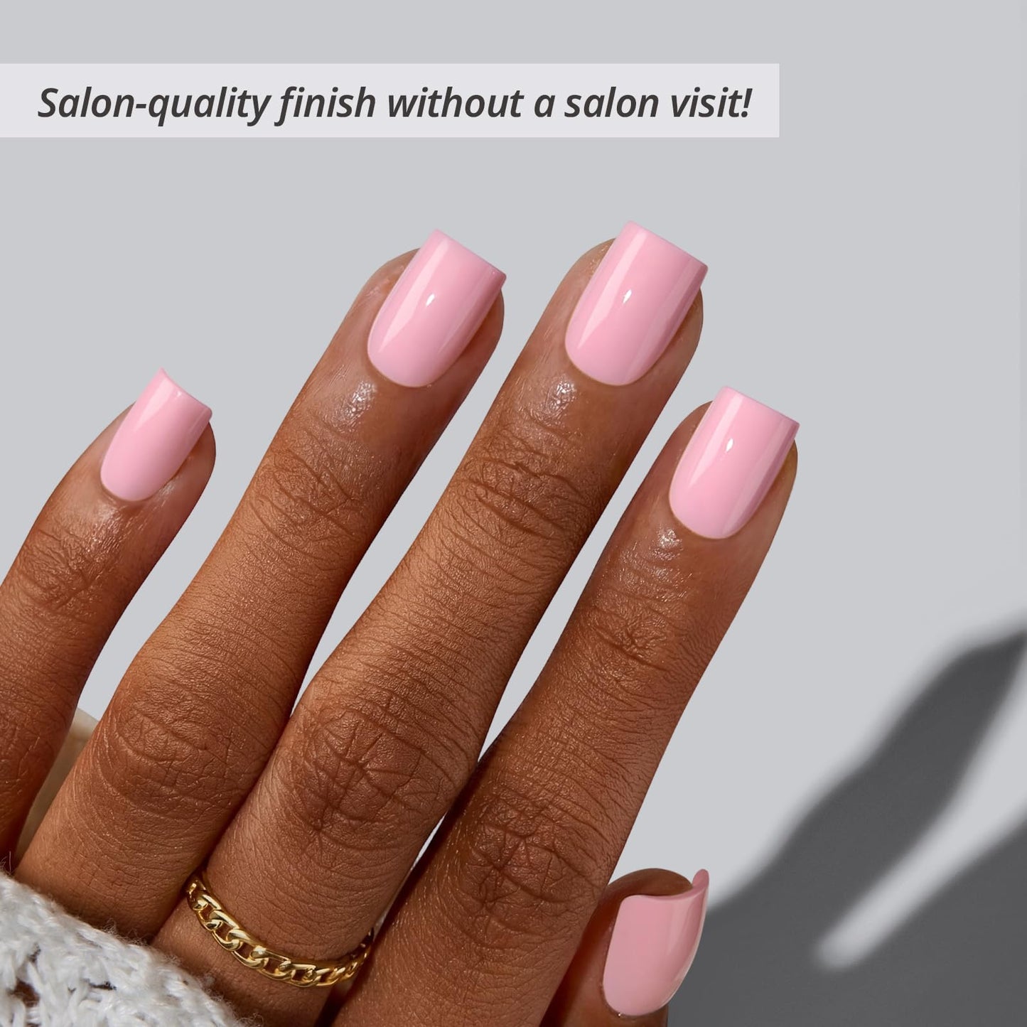 BTArtbox Extra Short Press On Nails - Mom Grace, Easy-to-Apply Pastel Pink Square Press On Nails with Glue and Adhesive Tabs in 16 Sizes - 32 Nails All-in-One Kit