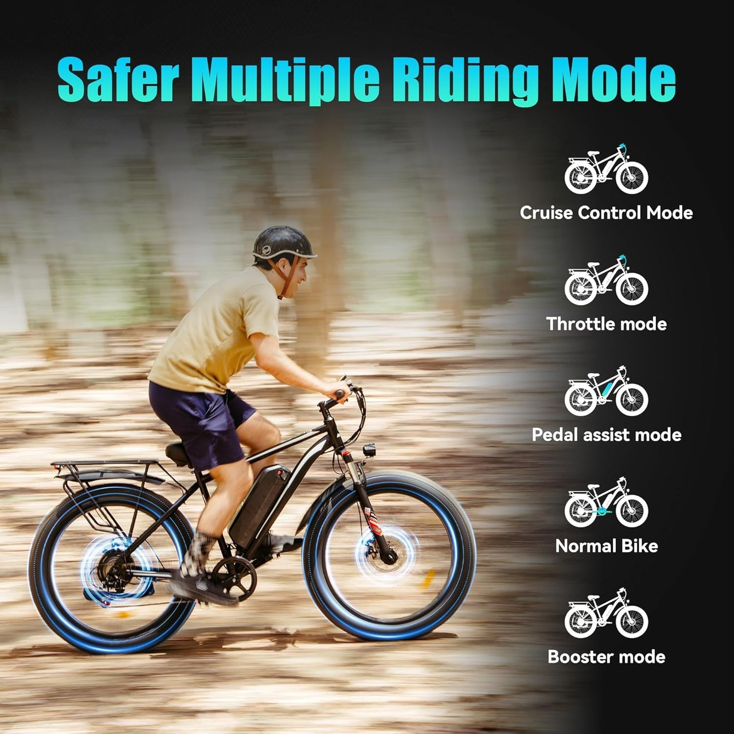 SUNTIBYE EB26 Peak 1500W Electric Bike for Adults with 26" Fat Tire and Removable 48V15AH Battery Electric Bicycles Mountain Dirt eBikes 28mph 60 Miles 7 Speed Gears E-Bike for Off-Road Commute,Blue