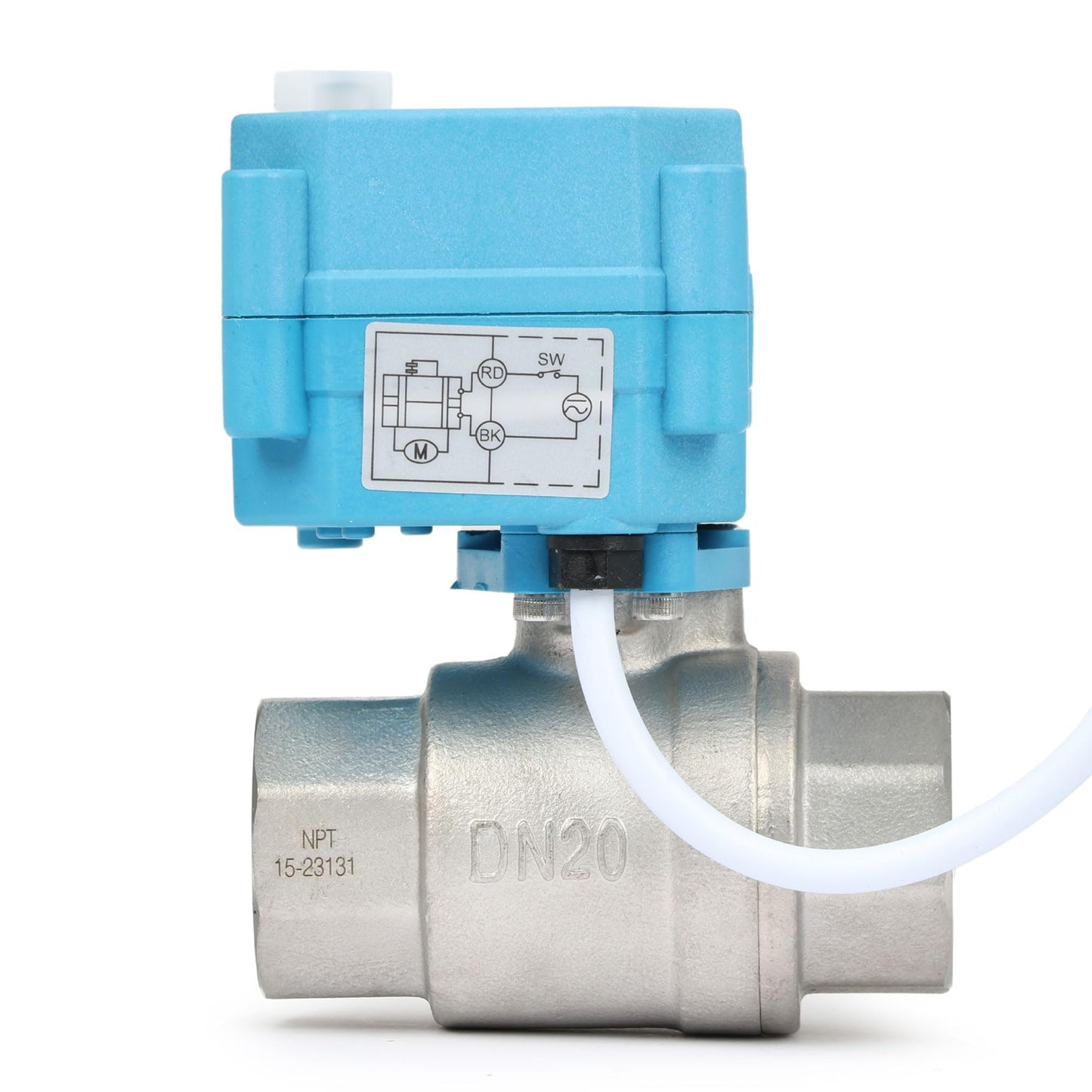 U.S. Solid Motorized Ball Valve 3/4 in IP67 Stainless Steel 110-230V Full Port NPT 2-Wire Auto Return Normally Open with Waterproof Cover