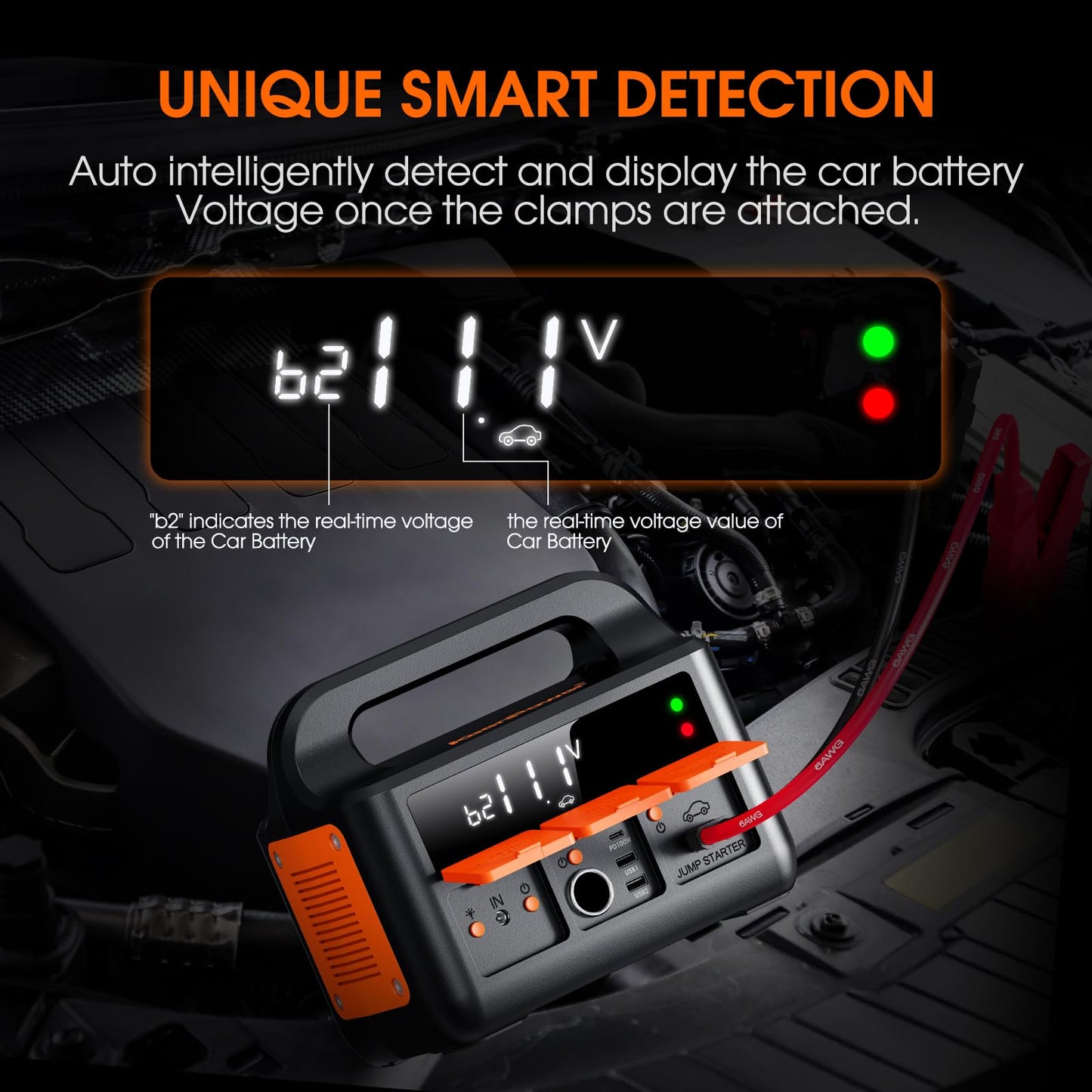 KeenPower 8000A LiFeMnPO4 Jump Starter for All 12V Cars, DC+PD 200W Two-Way Fast-Charging Portable Car Starter (PD Charger NOT Included), 30 Mins Full Charge, Powerful Jump Box w/Large Screen & Light