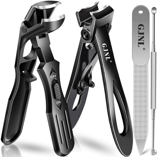 Toenail Clippers for Seniors Thick Toenails, Angled Head Large Toe Nail Clippers for Men, Ultra Wide Jaw Opening Nail Clippers Set, Sharp Heavy Duty Precision Stainless Steel Nail Cutte