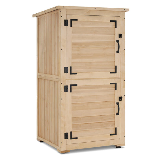 MCombo 30" Deep Wood Sheds & Outdoor Storage, Outside Garden Tool Cabinet Shed with Removable Shelf, Outdoor Storage Cabinet Shed Waterproof for Patio 0786 (Natural)