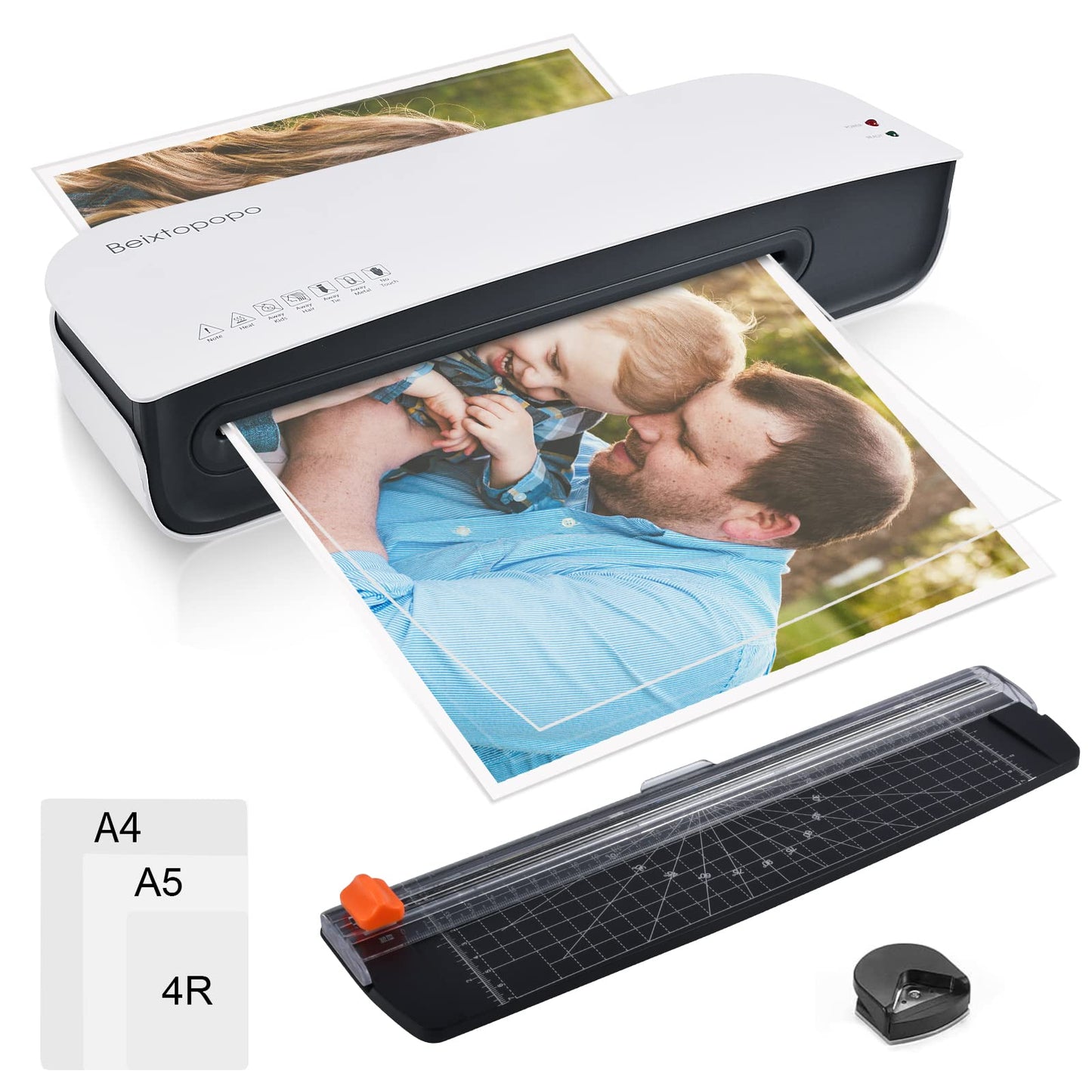 Laminator, A4 Laminater Machine, 9 Inch Thermal Laminater Machine, 4 in 1 Personal Desktop Cold Laminator with Paper Cutter and Corner Rounder 15 Laminating Pouches for Office School Business Use