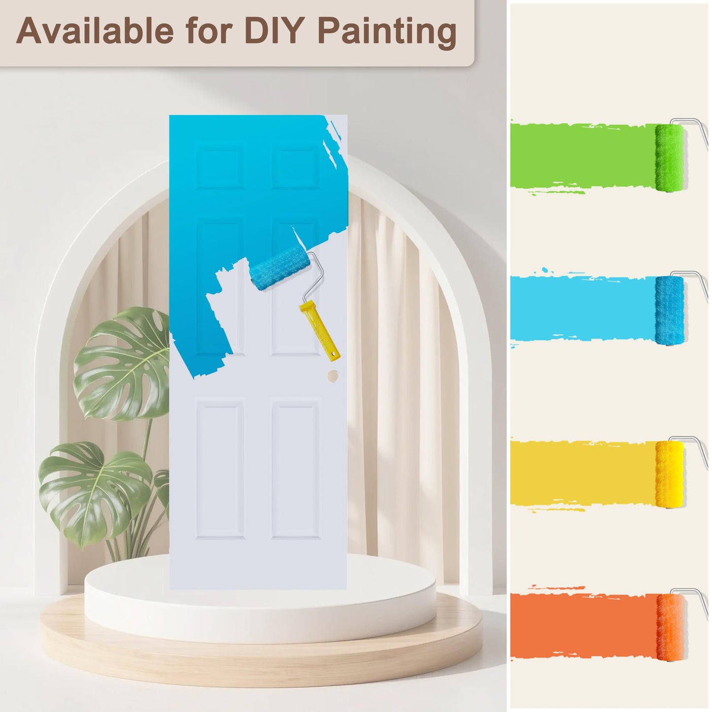 JUBEST 30"x80" Right-Hand Prehung Interior Door with Knock Down Jamb Kit & Matte Black Hinges, 6-Panel White Primed Hollow Core Molded Door Slab with Bore & Hinge Cutout, Durable & Sturdy, No Handle
