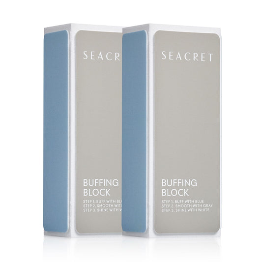 SEACRET Nail Buffer Block - 3-Way Salon Shine for Natural Nails, Smooths Ridges & Buffs to Glossy Finish Without Polish - Korean Made - Manicure & Pedicure, Pack of 2