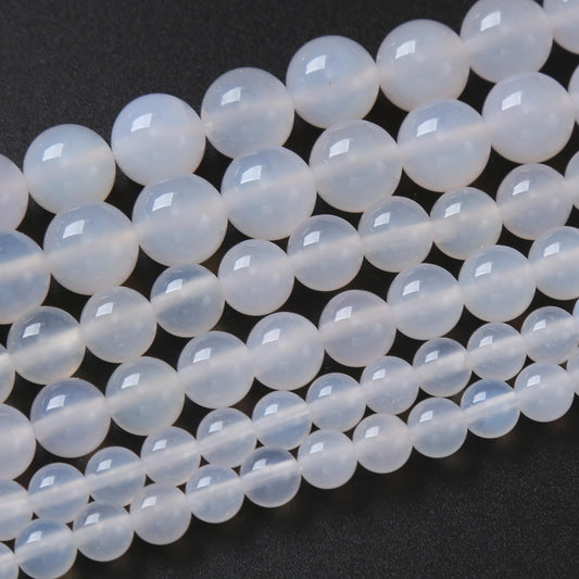45PCS 8MM Natural White Opal Beads Round Loose Stone Beads for Jewelry Making DIY Energy Stone Healing Power Bracelet 15"