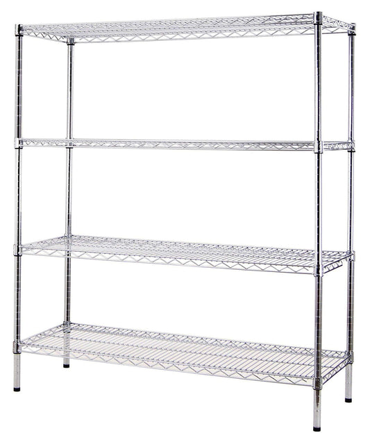 Regal Altair 24" Deep x 48" Wide x 74" High 4 Tier Chrome Wire Shelving Kit | NSF Commercial Storage Rack Unit