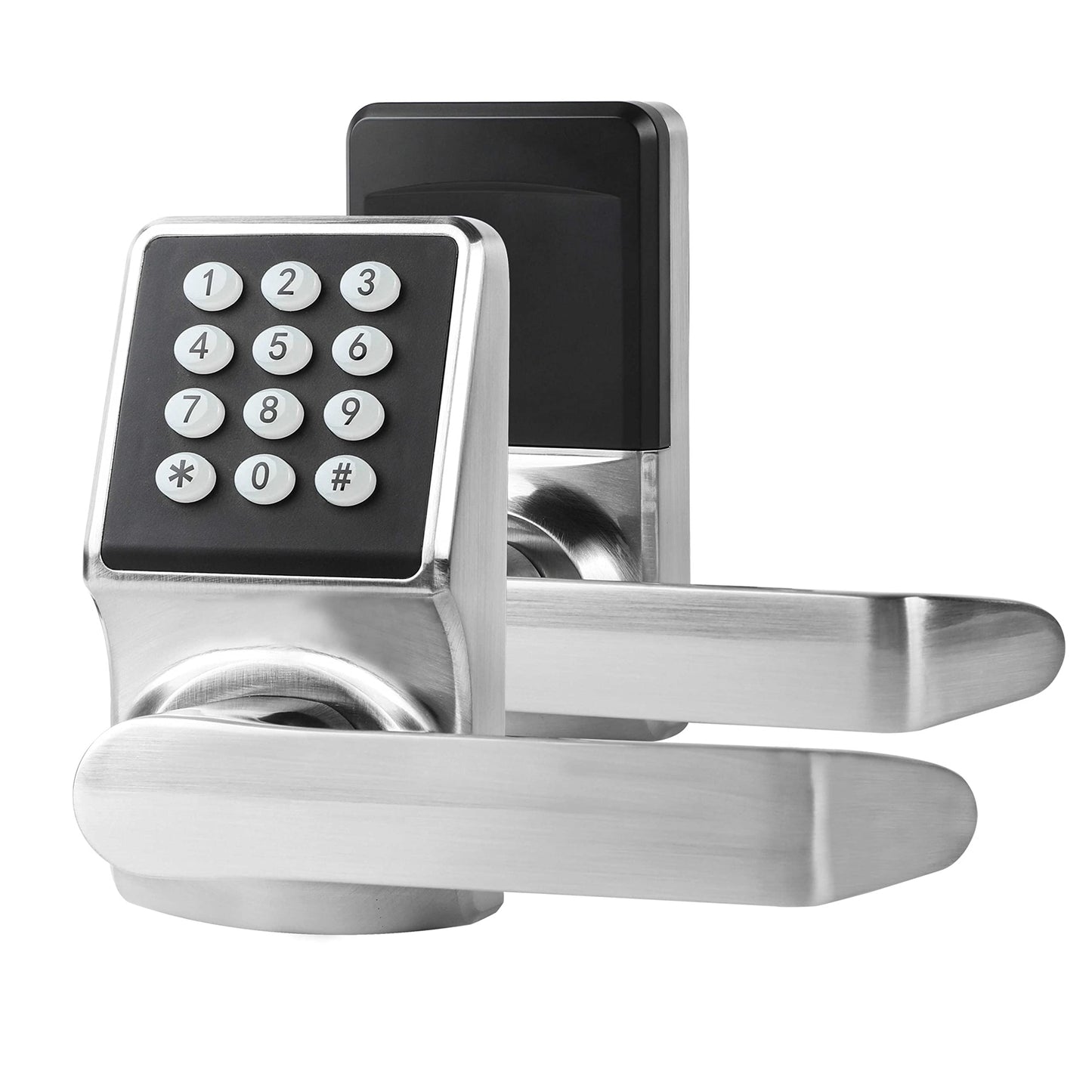 Cielsa Dawn Electronic Door Lock with Door Handle,Keypad Door Lock with Handle,Smart Locks for Front Door Keyless Entry Digital Knob with Code-Fob-Key(Brushed Nickel,1pack)
