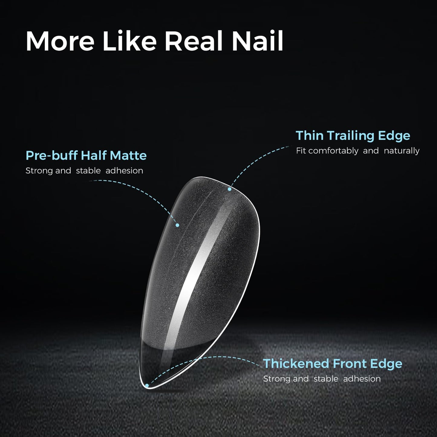 TOMICCA Short Almond Nail Tips, Pre-Shaped Half Matte Clear Full Cover Nail Extension Tips, 240PCS 15 Sizes, Gel Nail Tips for Acrylic/Gel Extensions, Natural Look
