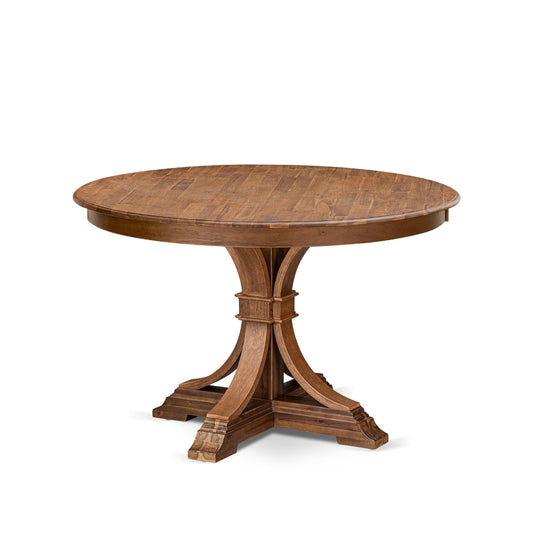 Luxe by East West Furniture FE7-0N-TP Modern Dining Table with Acacia Wood Round Tabletop and Elegant Pedestal Base - Antique Walnut Finish