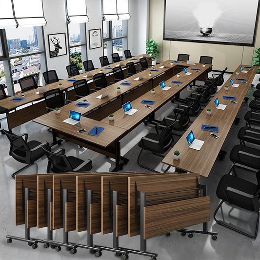 Folding Conference Tables,Flip Top Conference Room Tables,55.1 Inches Mobile Training Table with Silent Wheels,Modern Foldable Modular Boardroom Meeting Seminar Table for Office Classroom,8 Pack