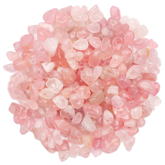 500 pcs Natural Chip Stone Beads, Rose Quartz 5-8 mm Irregular Gemstones Healing Crystal Loose Rocks Bead Hole Drilled for Jewelry Making Bracelet