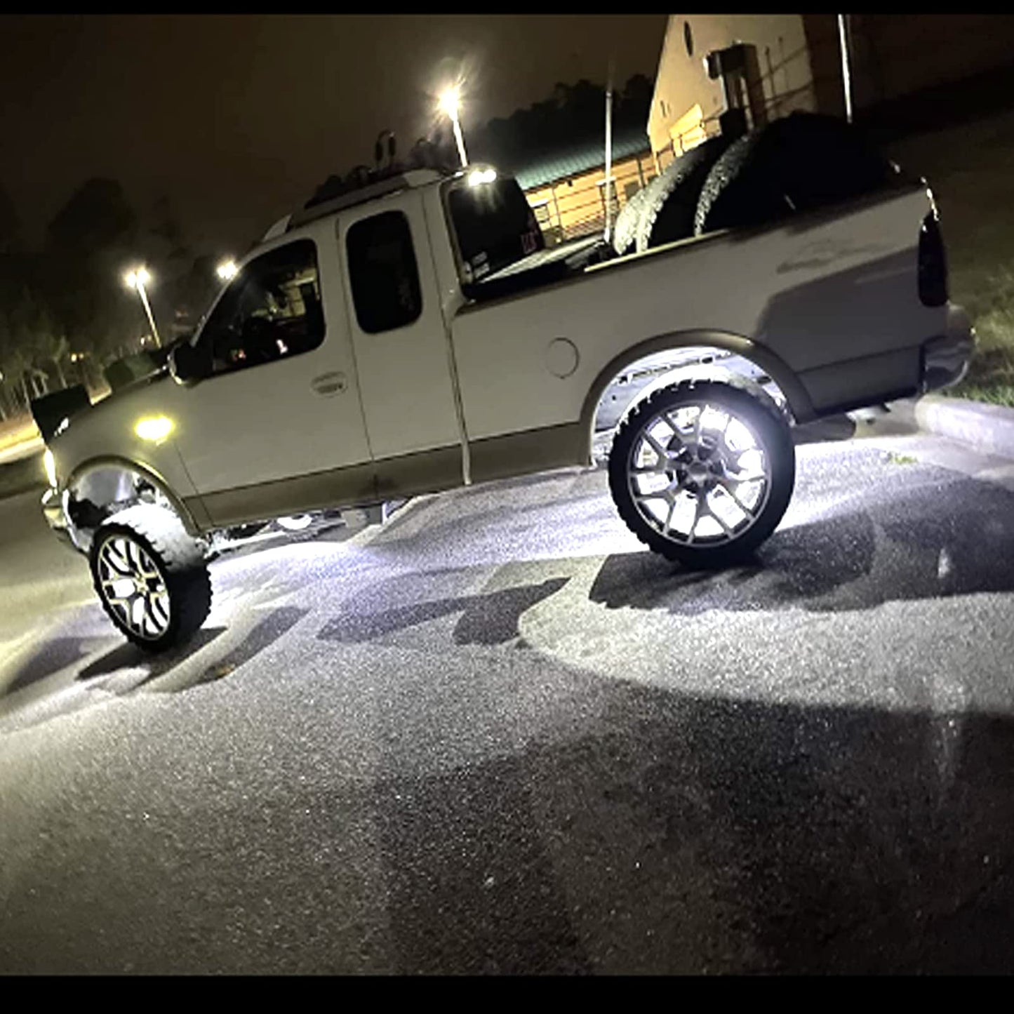 JXOFROAD 15.5in Pure White Wheel Ring Lights,12V New Upgrade Quad Rows 1152-LEDs Waterproof Tire Rim Light with RF Remote APP Control for Truck Car SUV Pickup
