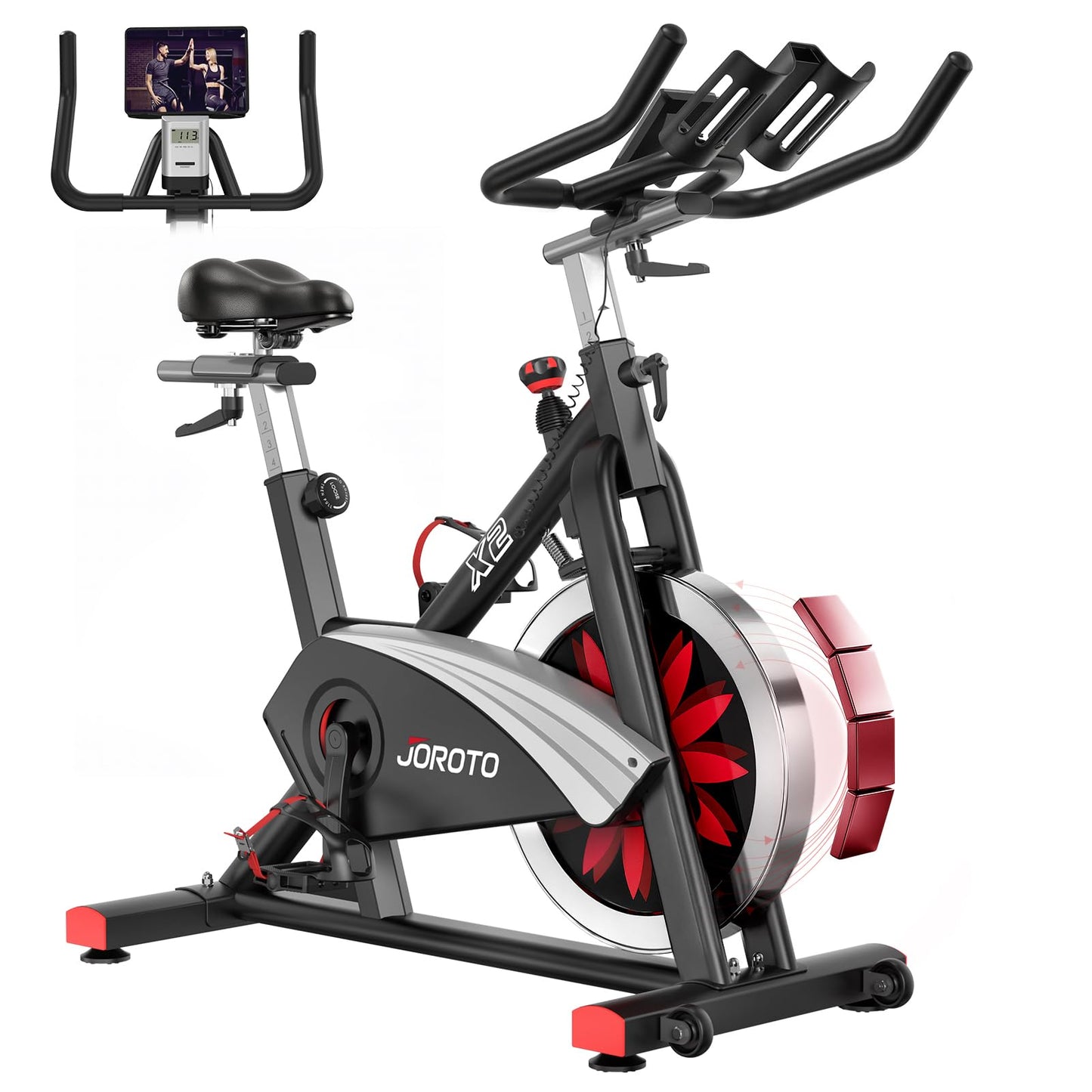 JOROTO Exercise Bike, Magnetic Resistance Stationary Bikes for Home with 40LBS Flywheel,Indoor Cycling Bike with 350LBS Weight Capacity, Low Noise, Bottle and Tablet Holder