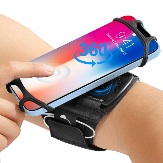 MoKo Running Armband 360°Rotatable for iPhone 16 15 14 13 Pro Max Plus Samsung Galaxy Note S24 S23 Fits Smartphones Over 5.8'', Detachable Armband Phone Holder for Running Biking with Key Holder