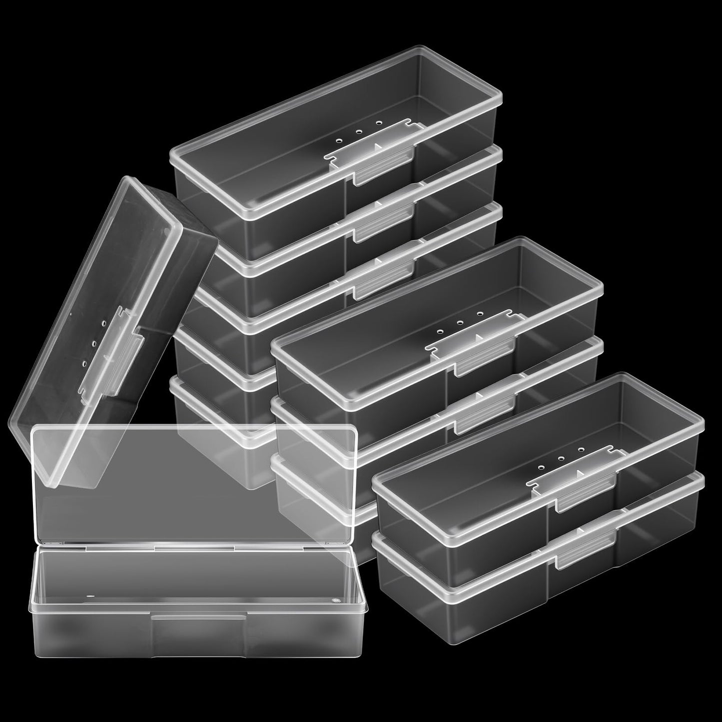 Lemecima 12Pcs Clear Manicure Tool Box, Personal Nail Box Storage Case for Organizing, Plastic Nail Tool Box for Manicure Pedicure Kit