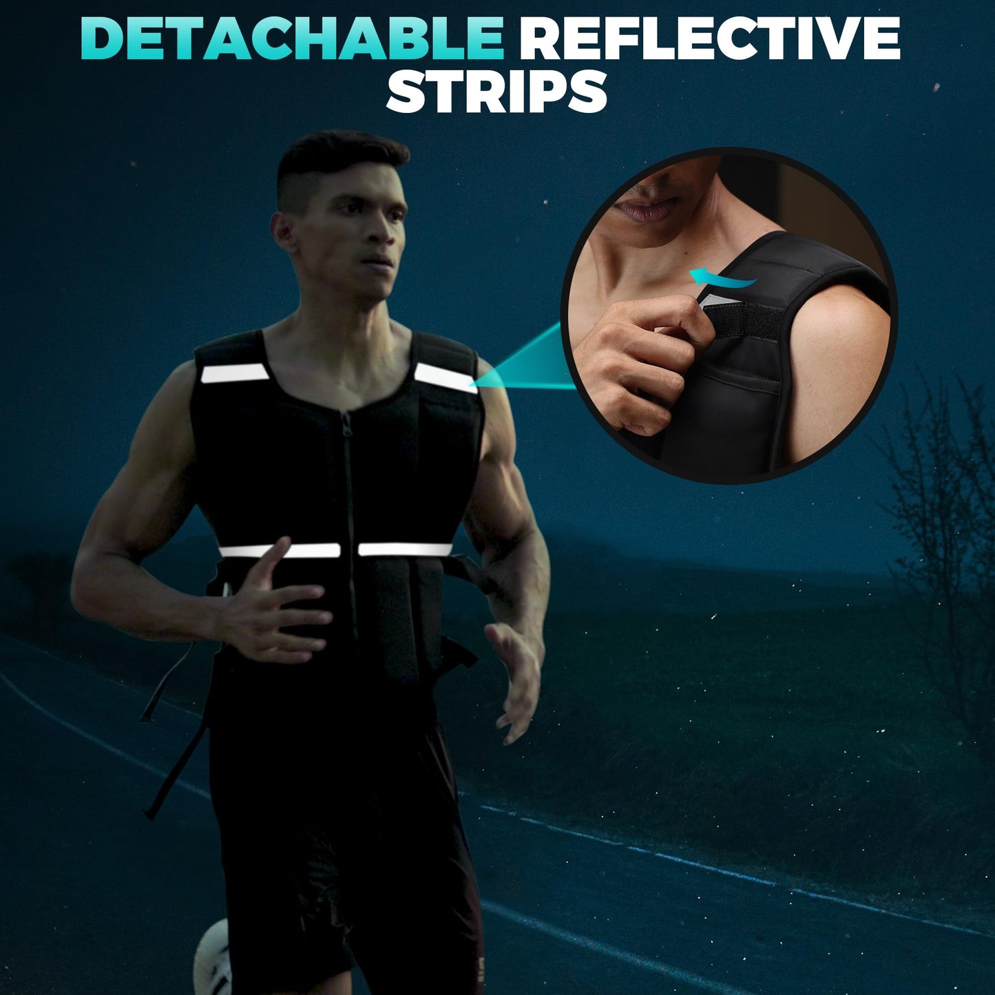 Adjustable Weighted Vest for Men, 45lb/35lb/19lb Unisex Walking Rucking Vests with Zipper/16pcs Silicone Weights, Strength Training Workout Vest for Running GYM Home, Removable Reflective Strips