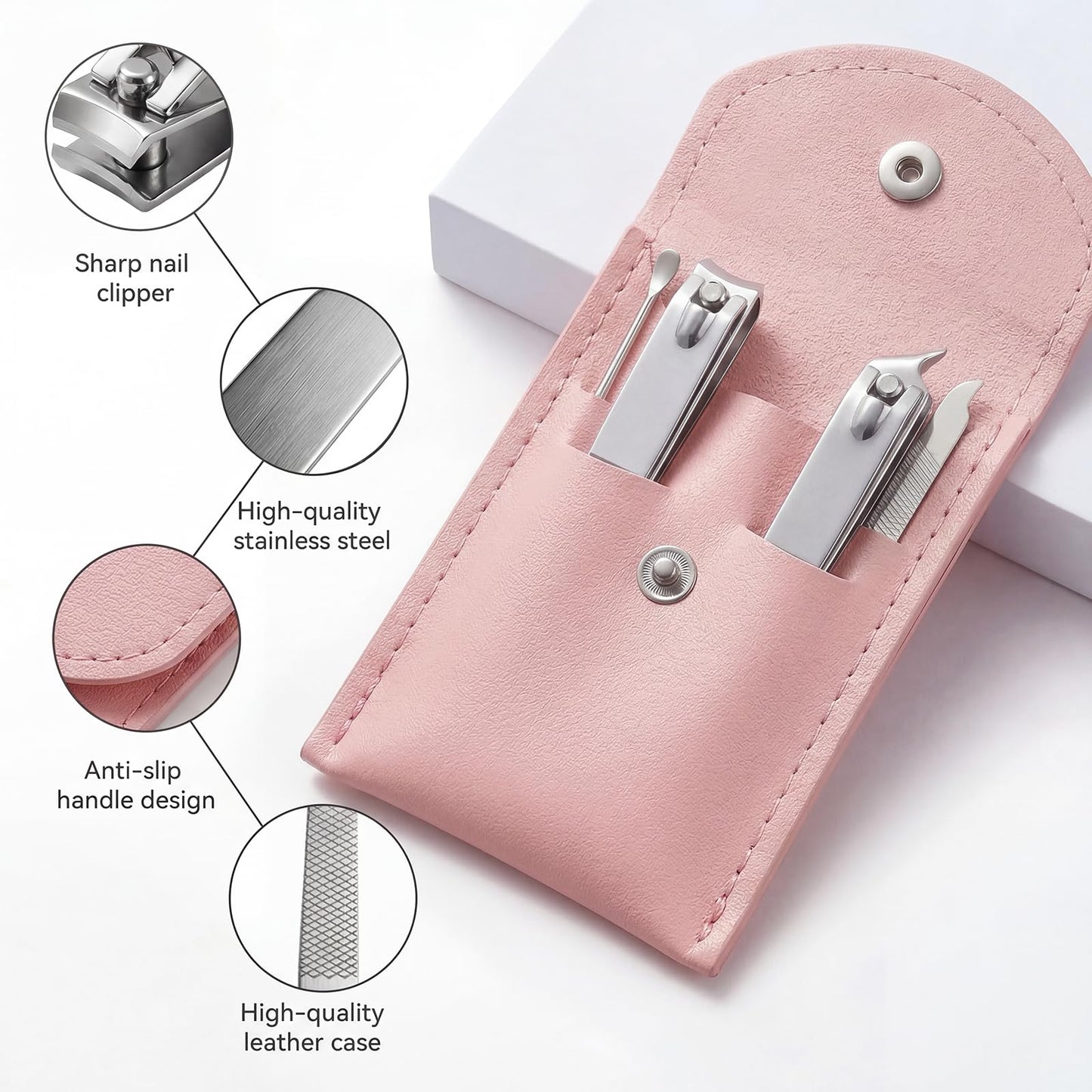 RISESAILS 20-Piece Complete Nail Care Kit, Professional Manicure Set with Stainless Steel Tools for Home Use, Travel & Gifts | Portable Nail Clipper Kit in Pink Case (Pink)