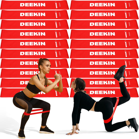 Deekin 20 Pcs Resistance Bands Resistance Loop Exercise Bands Exercise Equipment Elastic Drap Ring for Women and Men Home Fitness, Gym, Yoga(35-40 Lbs,Red)