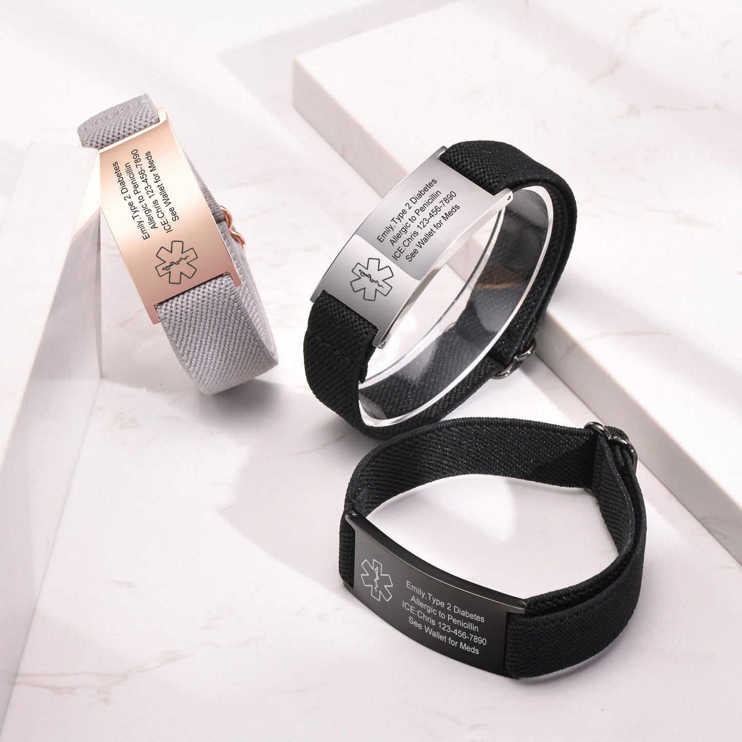 VNOX Diabetes on Insulin Medical Alert Bracelets for Women Men Patients Stainless Steel Emergency Bracelets Wristbandersonalized Mens Life Health Alert Bracelet