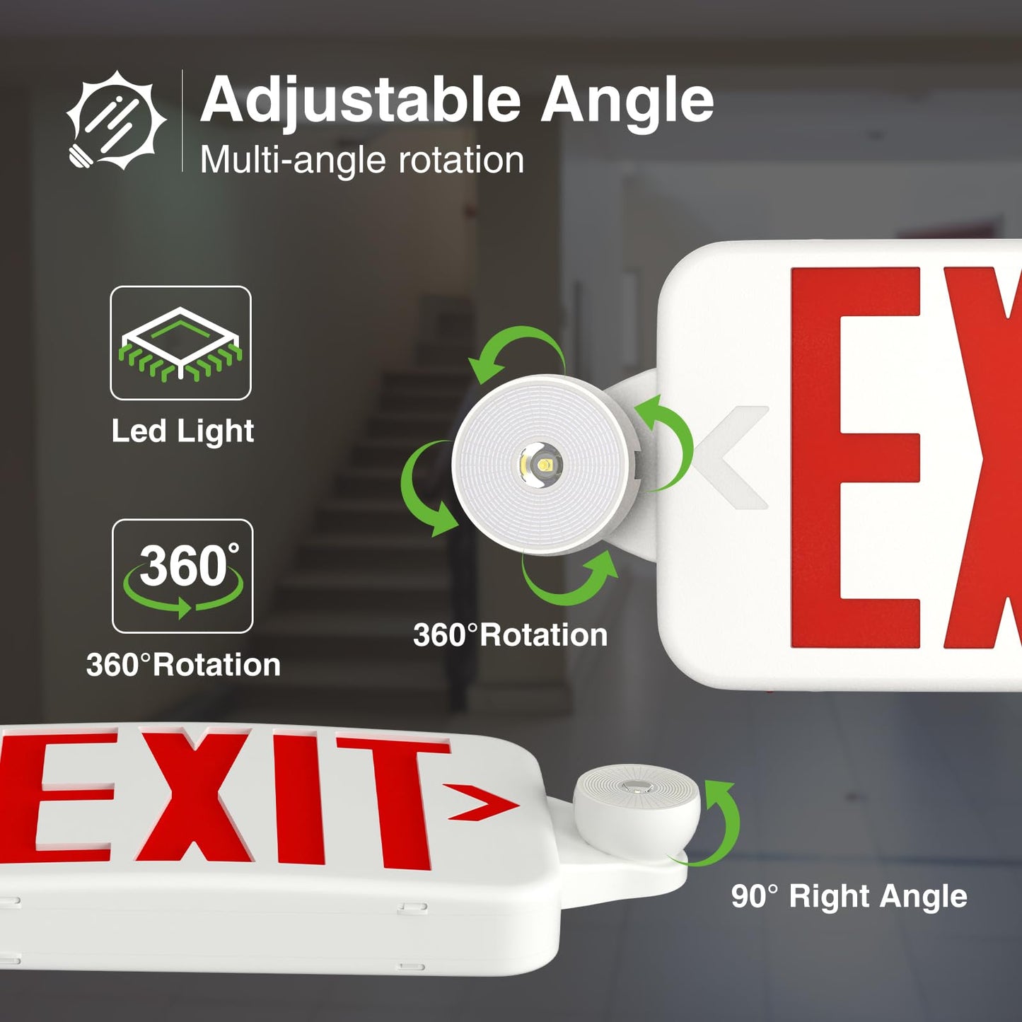 FREELICHT 6 Pack Exit Sign with Emergency Lights+2 pack Commercial Exit Sign