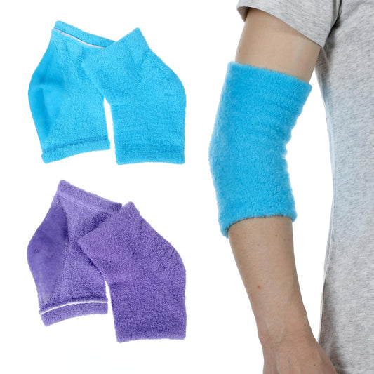 oruola 2 Pairs Elbow Protectors for Elderly,Elbow Moisturizing Sleeve,Dry Elbow Treatment, for Moist Chapped Dry Skin Care, Cover Heel Socks, Elbow Sleeves,Blue & Purple