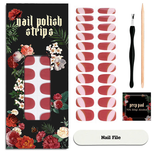 ruyeefam Nail Polish Strips (No UV Lamp Needed) - 22 Pcs Salon Quality Gel Nail Stickers - Long Lasting Wraps (Gummy Watermelon Ring Red)