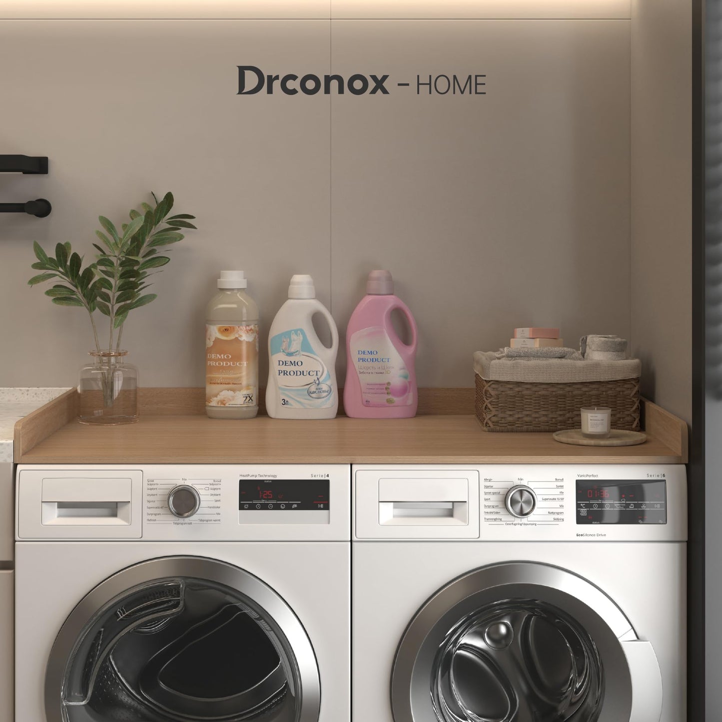 Drconox Washer Dryer Countertop, 27.5" x 54" Inch Washer and Dryer Covers for The Top for Laundry Room Organization, Oak