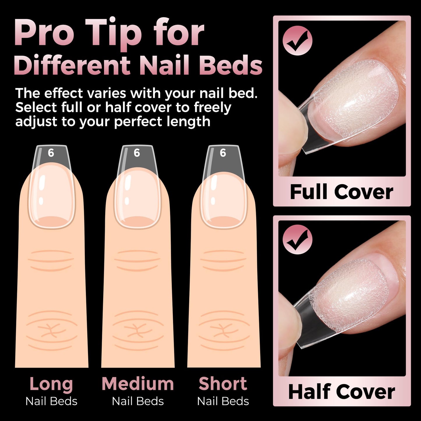 Luckyfairy Short Coffin Fake Nails, 240pcs Soft Gel Pre-Filed Acrylic Short Ballerina Nail Tips, Half Matte Full Cover Clear Press on Flase Nail Tips for Nail Extension Home DIY 12 Sizes Gelly Tips