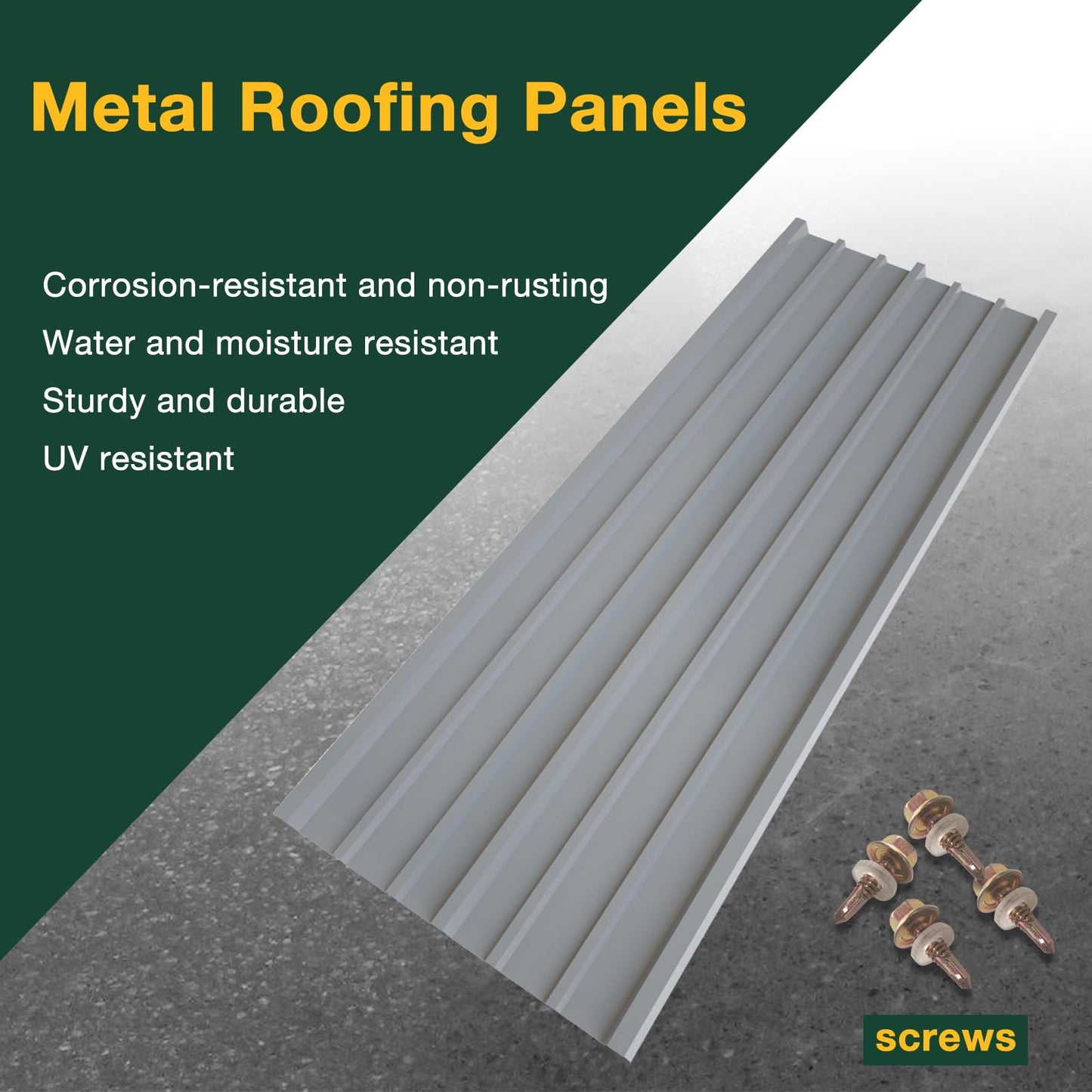 NeatiEase 10 Pcs Metal Roofing Panels, 6.1 Feet Corrugated Galvanized Roofing Panels Metal Siding Panels with Steel Screws for Pergola, Gazebo, Shed, Outdoor Storage, Chicken Coop, Patio,Garages