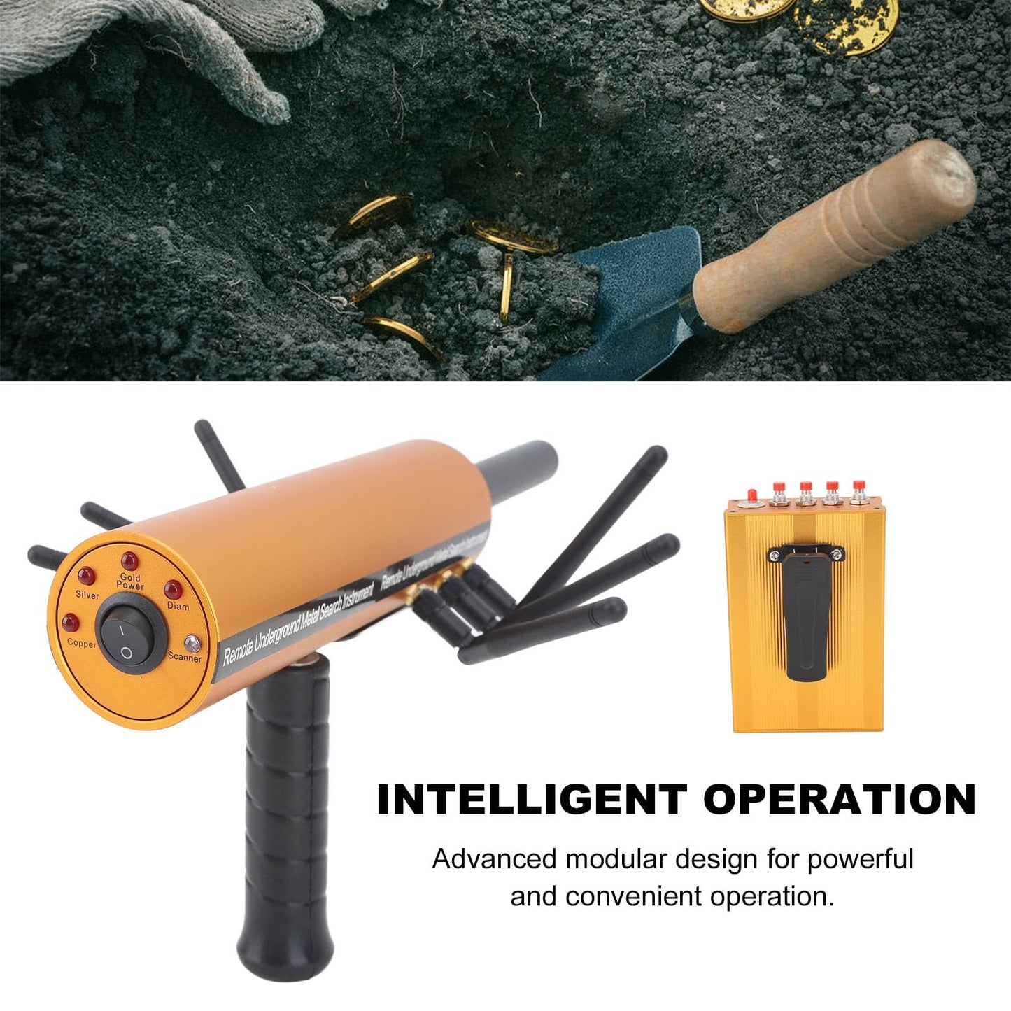 Gold Detector Underground, Ground Penetrating Metal Detector, Metal Pinpointer, 30m Depth 1200m Range 6 Antenna Accurate Finding Gold Detector
