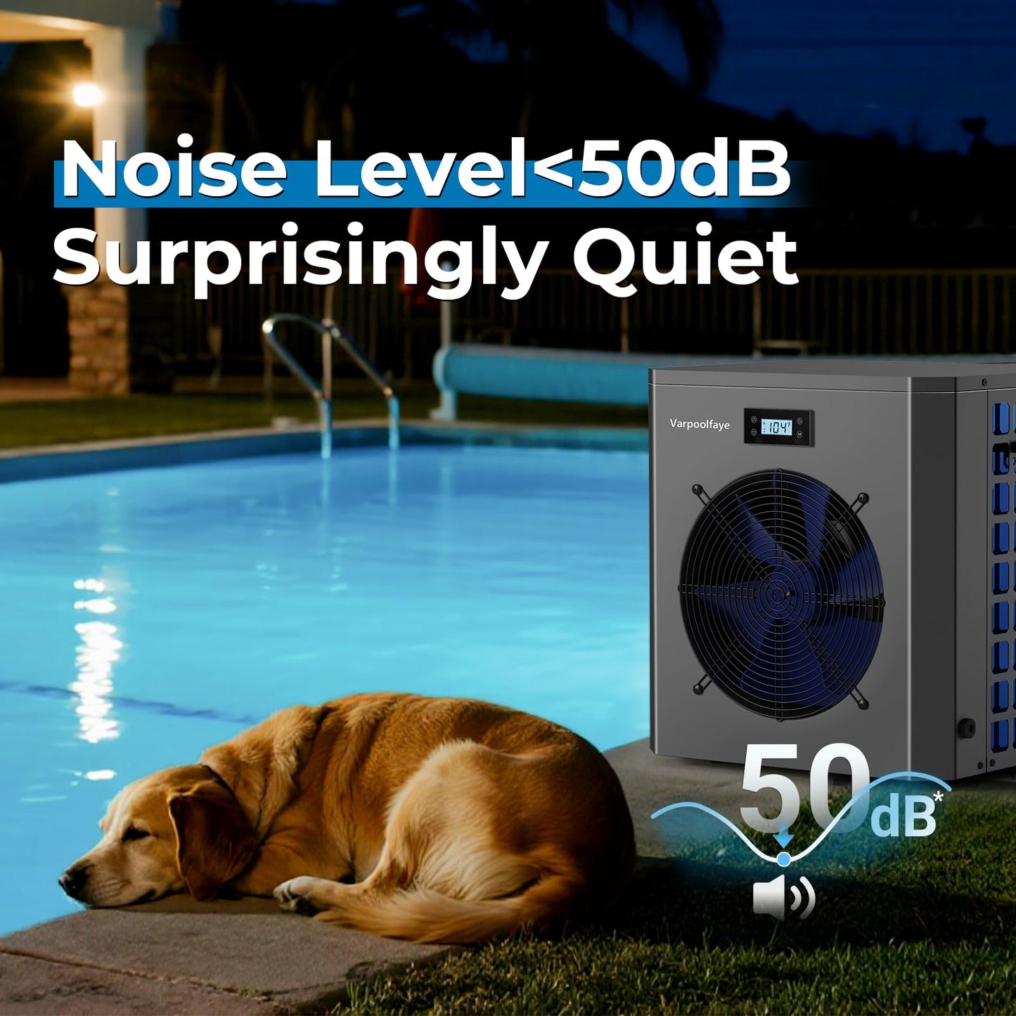Varpoolfaye 16000 BTU Swimming Pool Heat Pump 5000 Gallon Electric Pool Heater for Above Ground Pool 5KW Heating or Cooling WiFi Control Timer Pool Heater 120V 60Hz