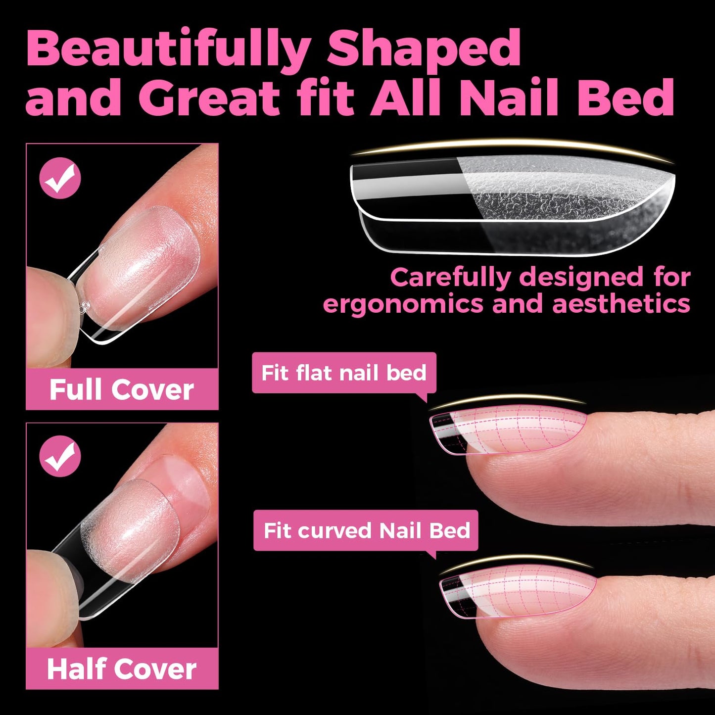 UNA GELLA Gel Nail Tips Square Short, 15 Sizes Short Square Press on Nails, Pre Etched 300pcs Soft Gel Fake Nails Full Cover For Nail Extension Home DIY Salon for Flat & Curved Nail Beds