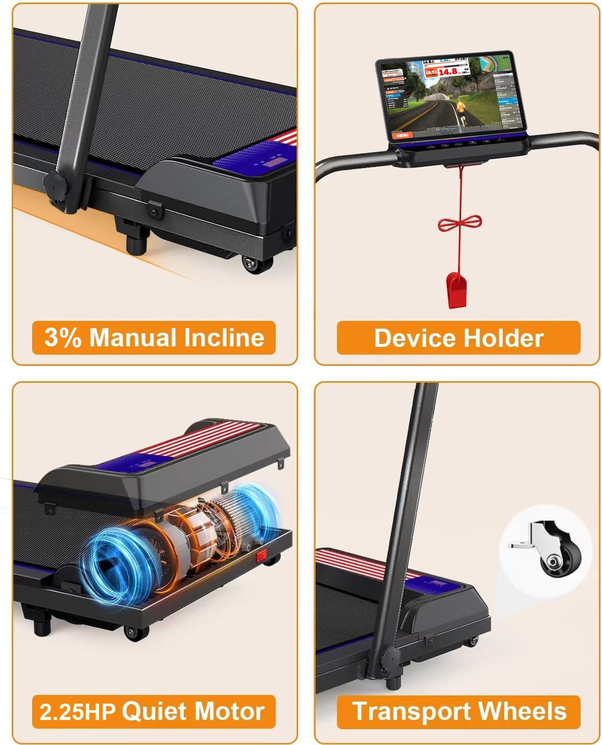 Treadmill Under Desk Walking Pad,2 in 1 Folding Treadmill for Home/Office with Remote Control and APP，Large Screen
